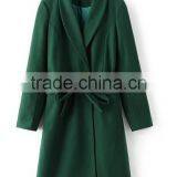 Runwaylover EY1018C Lady Trench Coat With Belt Black Long Women Coat thumbnail-6