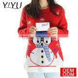 Custom Women Plus Size Jacquard Snowman Knitting Patterns Christmas Sweater thumbnail-1