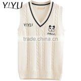 Hot Selling School Uniform Girl Embroidery V-neck Knit Vest Sweater thumbnail-1