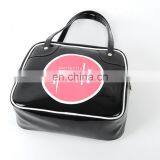 Women Fashionable Small Black Printed Vinyl Handbag thumbnail-4