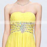 Grace Karin Strapless Sweetheart Long Chiffon Cheap Yellow Prom Dress Patterns CL6002 thumbnail-5