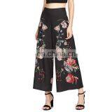 Wholesale Botanical Print Zip Side Wide Leg Pants For Women thumbnail-2
