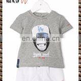 2017 Summer Wear High Quality Boy's Suit Grey Cotton Blended Monkey Printed T-shirts and Shorts thumbnail-1