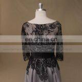 Black and Gray Lace Mother of the Bride Evening Dress Long Sleeve thumbnail-4