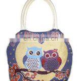 Cotton Canvas Fabric Owl Design Shopping Tote Bags thumbnail-2