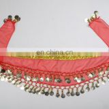 High chiffon gold coins performance belly dance hip scarf for kids Y-2052#