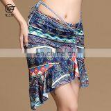 Q-6061 Egyptian Milk Silk Flower Printing Short Belly Dance Skirt thumbnail-3