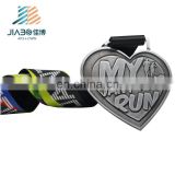 2018 years Zinc Alloy Custom wholesale heart shape sports antique silver die casting medals