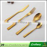 forged handle royal stainless steel cutlery set/ elegant gold-plated spoon fork knife for star hotel (HH-spoon-140)