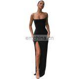 Hot Sale New Women's Sling Neck Slim Backless Sexy Split Dress thumbnail-1