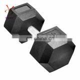 Rubber Hex Dumbbells Fully Knurled Handle thumbnail-1