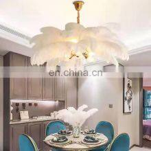 Home Decoration Modern Nordic Copper Chandelier Lighting Living Room Lamp Ostrich Feather Bedroom Pendant Lights thumbnail-2