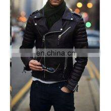 Unisex Design Color Block Men Genuine Leather Jacket Custom High Quality Men Leather Jacket thumbnail-1