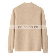Heavy Knit Pure Cashmere Cardigan Thick V-Neck Jacquard Sweater for Winter Casual Solid Pattern Design thumbnail-2
