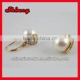 Yiwu Wholesale Cheap Jewelry Crystal Paved Hook Styled Pearl Earring thumbnail-1