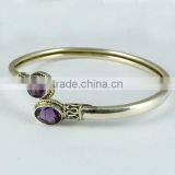 Amethyst !! Lavender Dreams Simple Kada 925 Sterling Silver Bangles, Gemstone Silver Jewellery, Handmade Silver Jewellery thumbnail-3