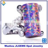 Royal Lavender Opal & AAA CZ Ring Fashion Silver Jewelry