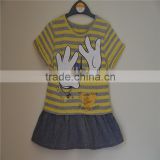2 to 6 years old children's clothing wholesale summer stripe dress, 100% pure cotton knitted material