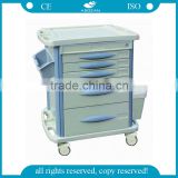 AG-MT003B3 movable patient ABS medicine hospital plastic drawer trolley