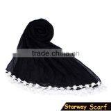 New Model Elegant Plain Lace Trim Scarf/ thumbnail-1