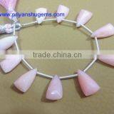 Pink Opal 8*15 mm 74 Cts Faceted Elongated Pyramid 5"strand Length Natural Gemstones