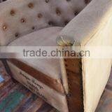Industrial Furniture Store , VINTAGE INDUSTRIAL CANVAS AND LEATHER SOFA thumbnail-2
