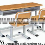 Double school desk and chair /Adjustable desk and chair/Durable school furniture desk and chair