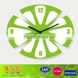 Decorative acrylic wall clock with green color