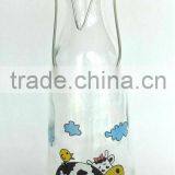 TW717K10 glass milk bottle with printig with metal clip