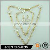 Wholesale Gold Chain Enamel Flower Rninestone Fashionable Jewelry Necklace Set thumbnail-1