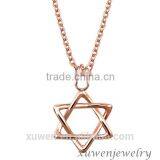 Stainless Steel Rose Tone Jewish David Star Pendant Necklace Quality Choice