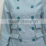 latest design short coat and ladies formal short coat with double-breasted and round neck