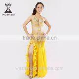 Wuchieal Hot Sexy Nice Ruffle Skirt for Ladies, Only One Side Slit Belly Dance Skirt With Golden Edges Finishing thumbnail-1