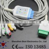 GE Marquette 11pin ECG Cable and Leadwires With 5 Leads, IEC, Grabber