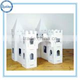 White customized cardboard castle, castle toy for kids
