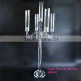Glass Votive Candelabra for Wedding Crystal Candelabra Centerpieces With Cylinder Hurricanes 5 Arms thumbnail-3