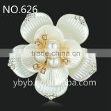 pearl embellished white resin flower artificial plastic flower jewelry accessories in bulk-626