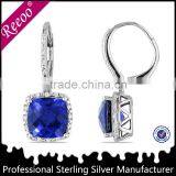 Plata 925 Cadenas Para Hombres, Blue Sapphire Color CZ Engagement Ring Silver thumbnail-3