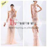 Hot Sale Gorgeous Pink Short Sleeve Transparent Backless Fashion Beaded Party Sexy Dress Elegant Young Sex Evening Dress thumbnail-2