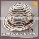 Promotional Multi-color Stripe Design Summer Beach Visor Paper Straw Fedora Hat Sombrero Hat thumbnail-5
