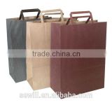 Colorful striped printed brown kraft paper bag with handle