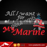 New Design All I Want For Christmas Is My Marine Rhinestone Transfers For Tshirt