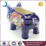 YSfp0004 Little Colorful Hand Print Ceramic Pig Flower Pot for Home thumbnail-2