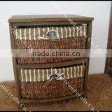 European Style Baking Finish Solid Wood Cabinet With Straw Basket Drawers thumbnail-1