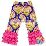 Newest design wholesale baby clothes baby girls triple ruffle pants sew sassy icing legging