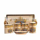 Royal Elegant European Style Golden Ceramic Bathroom Accessory Set in 6 Pcs, Classic Bathroom Set Cup, Dispenser BF12-03254c thumbnail-5