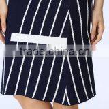 2016 New Arrival White & Black Stripe Knited Crop and Skirt Co-ord Set thumbnail-5