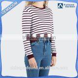 Wholesale Fashion Comfort Color Stripe Fabric Cropped Sweatshirts thumbnail-1