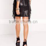 Unique Design Young Lady Fring Side Faux Leather Mini Skirt thumbnail-5