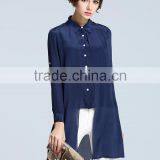 New Arrival Navy Fashion Ladies Long Shirt Designs Customized thumbnail-1